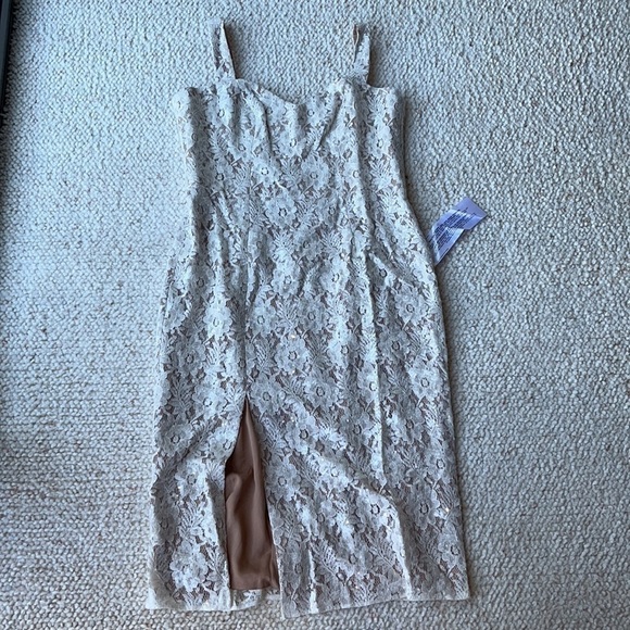 Dress The Population Cadence Sequin Floral Lace Cocktail Dress Off-White Nude L - Picture 4 of 12